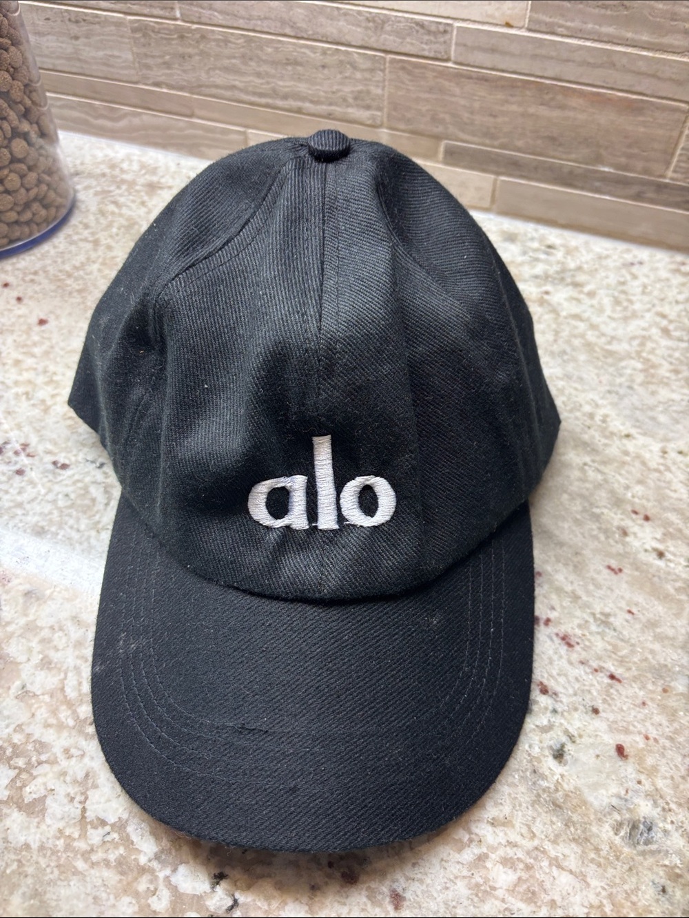 ALO Yoga Kids Black Cap with White Embroidered Logo